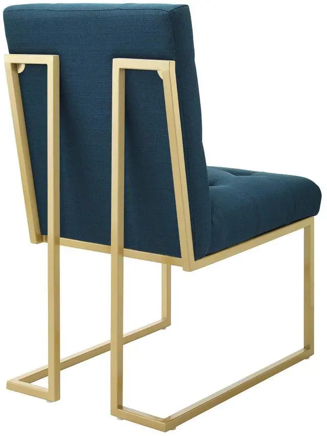 Alt view image 9 of 13 - Privy Gold Stainless Steel Upholstered Fabric Dining Accent Chair Gold Azure