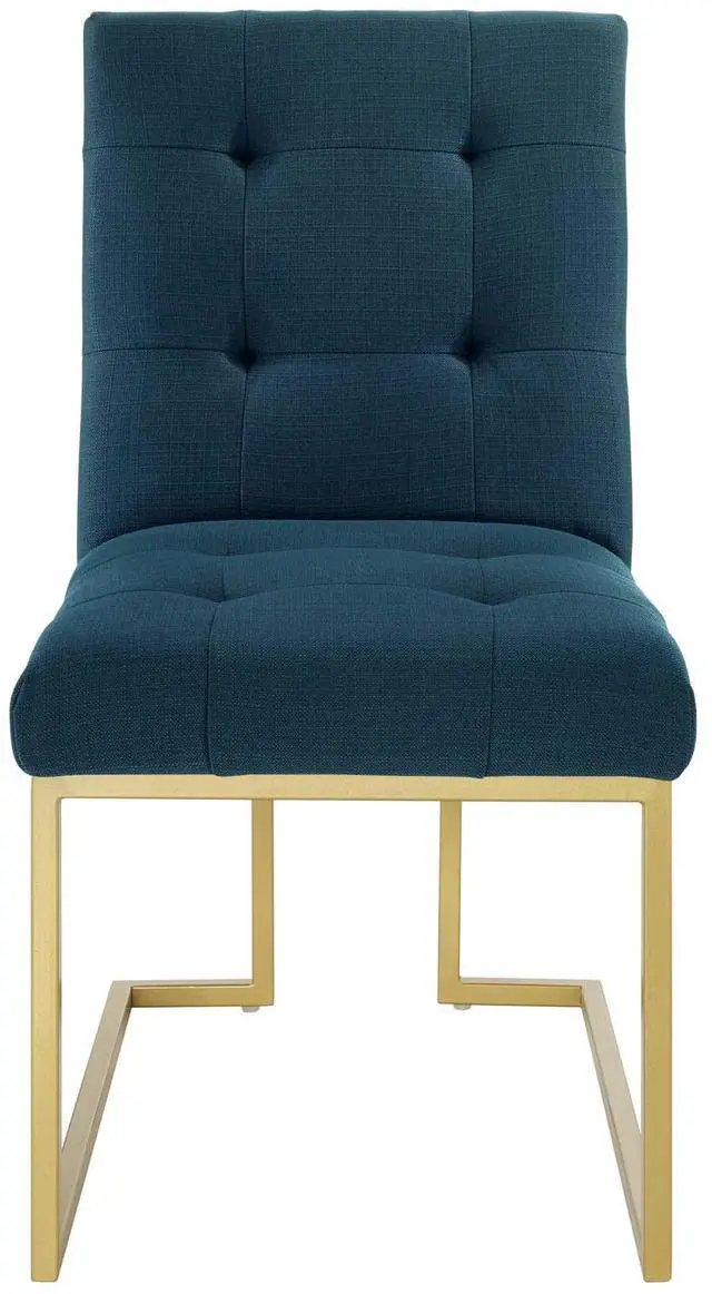Alt view image 10 of 13 - Privy Gold Stainless Steel Upholstered Fabric Dining Accent Chair Gold Azure