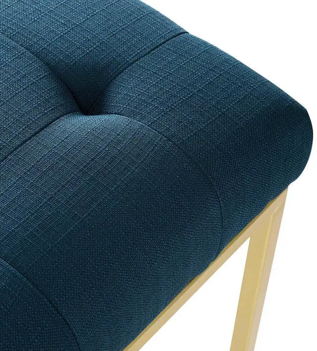 Alt view image 11 of 13 - Privy Gold Stainless Steel Upholstered Fabric Dining Accent Chair Gold Azure