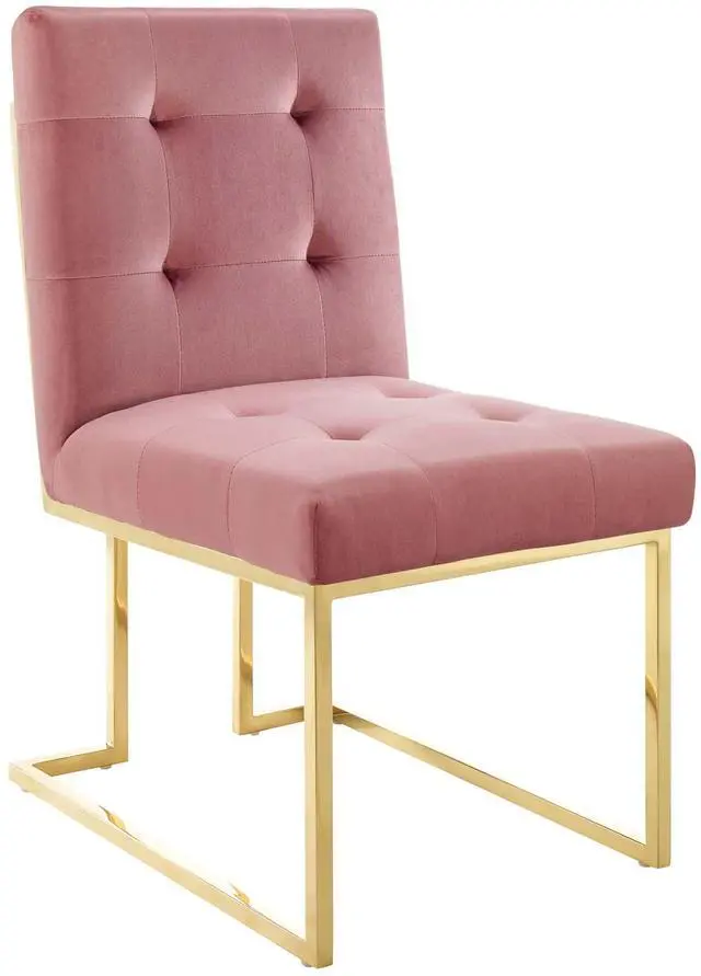 Main image of Privy Gold Stainless Steel Performance Velvet Dining Chair by Modway