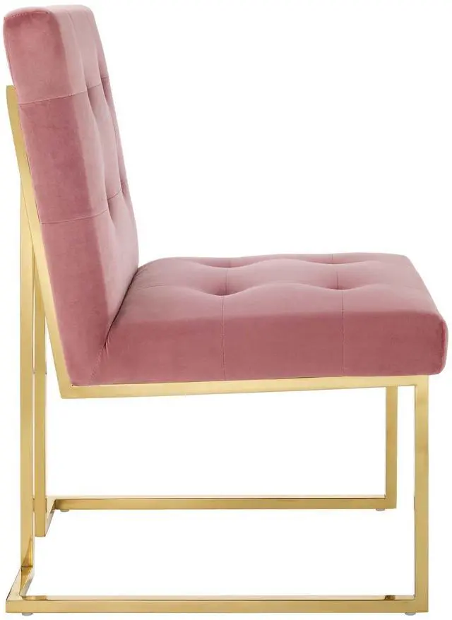 Alt view image 2 of 7 - Privy Gold Stainless Steel Performance Velvet Dining Chair by Modway