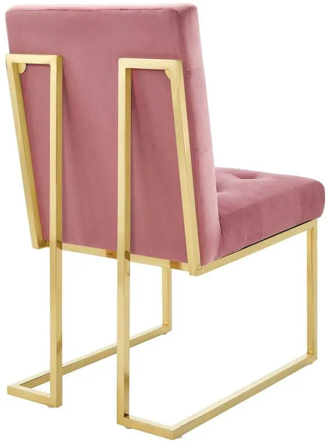 Alt view image 3 of 7 - Privy Gold Stainless Steel Performance Velvet Dining Chair by Modway
