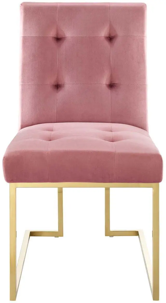 Alt view image 4 of 7 - Privy Gold Stainless Steel Performance Velvet Dining Chair by Modway