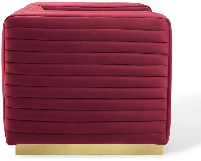 Alt view image 4 of 8 - Charisma Channel Tufted Performance Velvet Accent Armchair Maroon