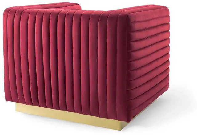 Alt view image 5 of 8 - Charisma Channel Tufted Performance Velvet Accent Armchair Maroon