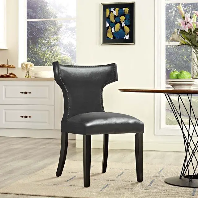 Alt view image 8 of 8 - Curve Vinyl Dining Chair Black