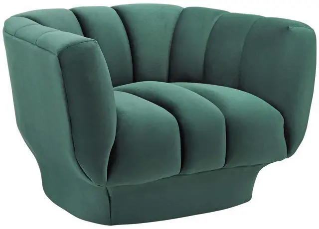Alt view image 3 of 5 - Entertain Vertical Channel Tufted Performance Velvet Armchair Set of 2 Green