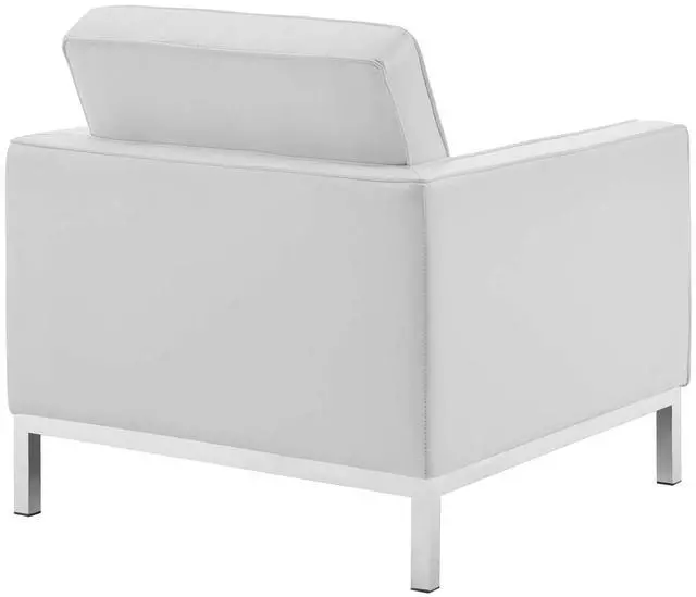 Alt view image 6 of 7 - Loft Tufted Upholstered Faux Leather Loveseat and Armchair Set Silver White