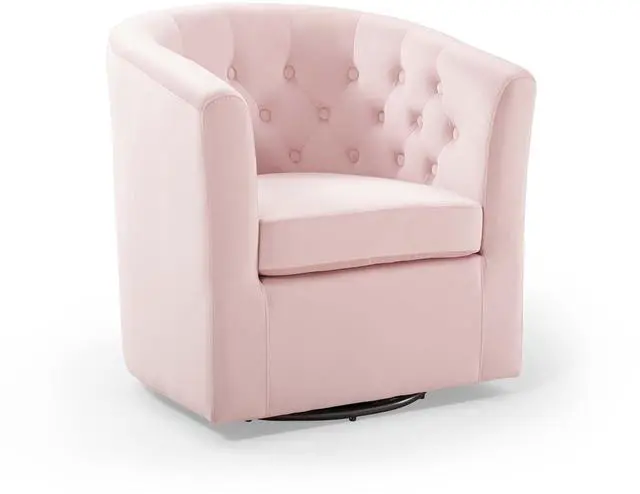 Alt view image 2 of 8 - Prospect Tufted Performance Velvet Swivel Armchair Pink