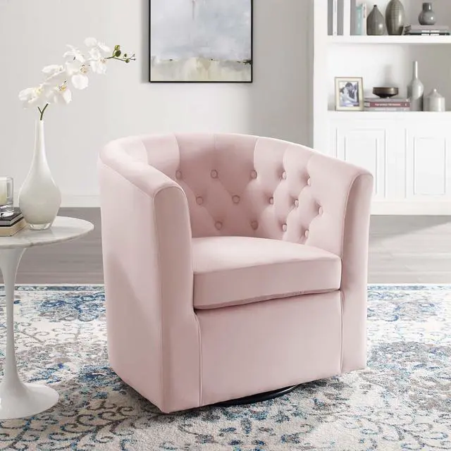 Alt view image 7 of 8 - Prospect Tufted Performance Velvet Swivel Armchair Pink