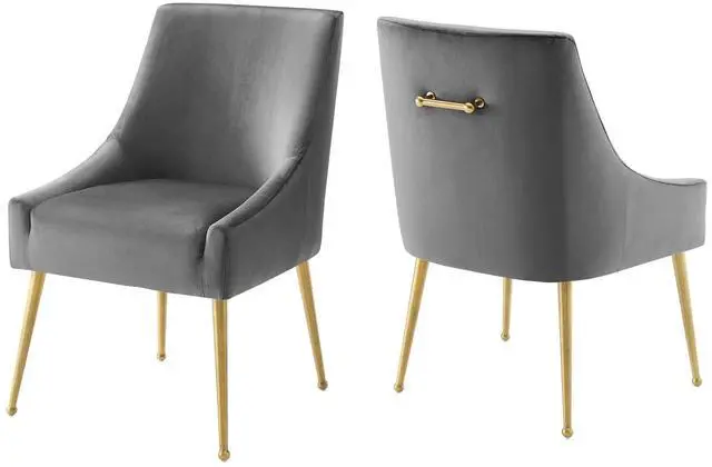 Alt view image 2 of 5 - Discern Upholstered Performance Velvet Dining Chair Set of 2 Gray