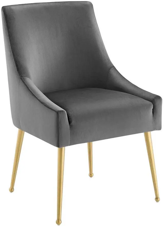 Alt view image 3 of 5 - Discern Upholstered Performance Velvet Dining Chair Set of 2 Gray