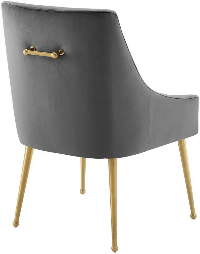 Alt view image 4 of 5 - Discern Upholstered Performance Velvet Dining Chair Set of 2 Gray