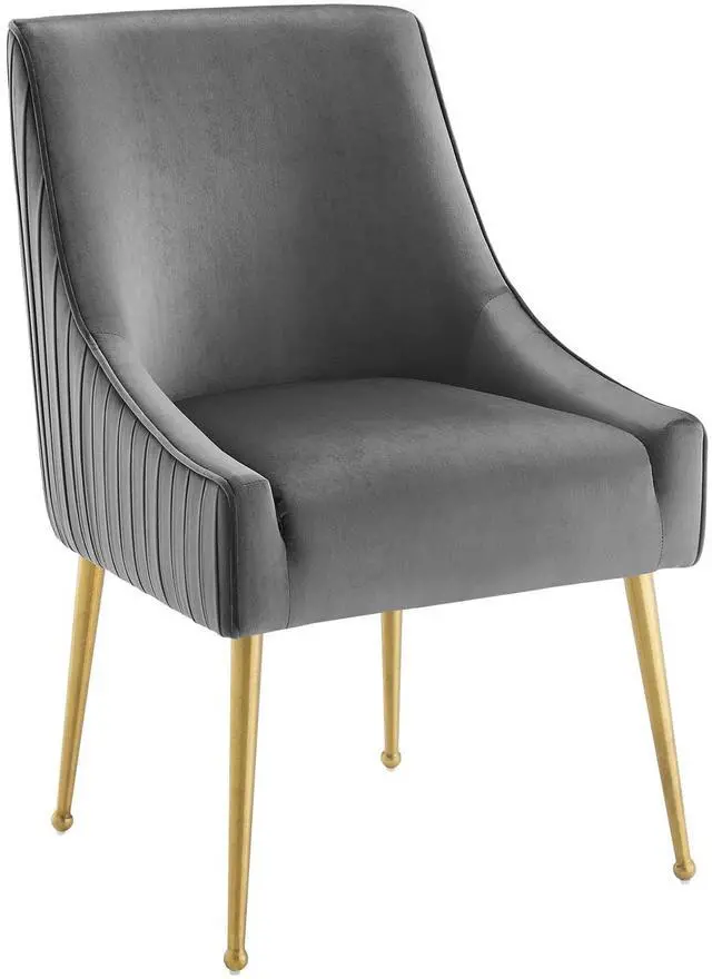 Alt view image 3 of 5 - Discern Pleated Back Upholstered Performance Velvet Dining Chair Set of 2 Gray