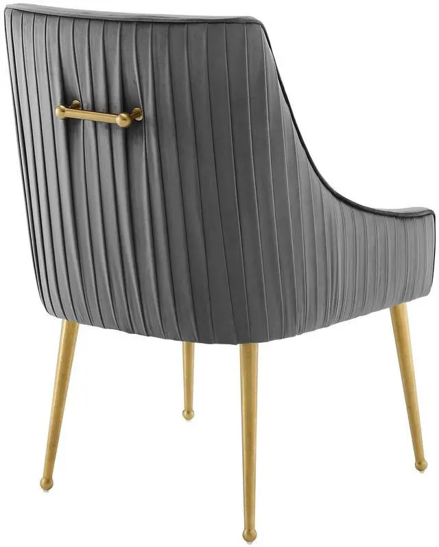 Alt view image 4 of 5 - Discern Pleated Back Upholstered Performance Velvet Dining Chair Set of 2 Gray
