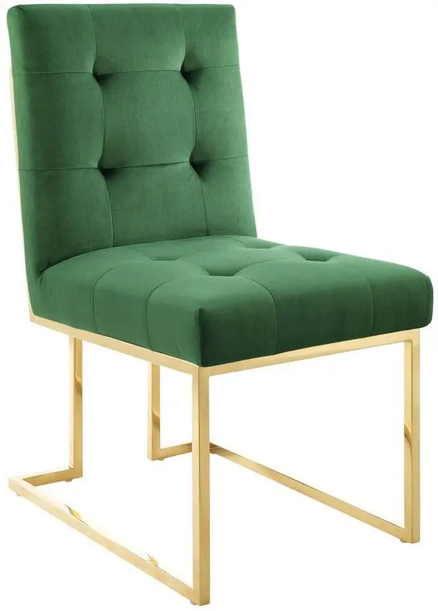 Alt view image 3 of 5 - Privy Gold Stainless Steel Performance Velvet Dining Chair Set of 2 Gold Emerald
