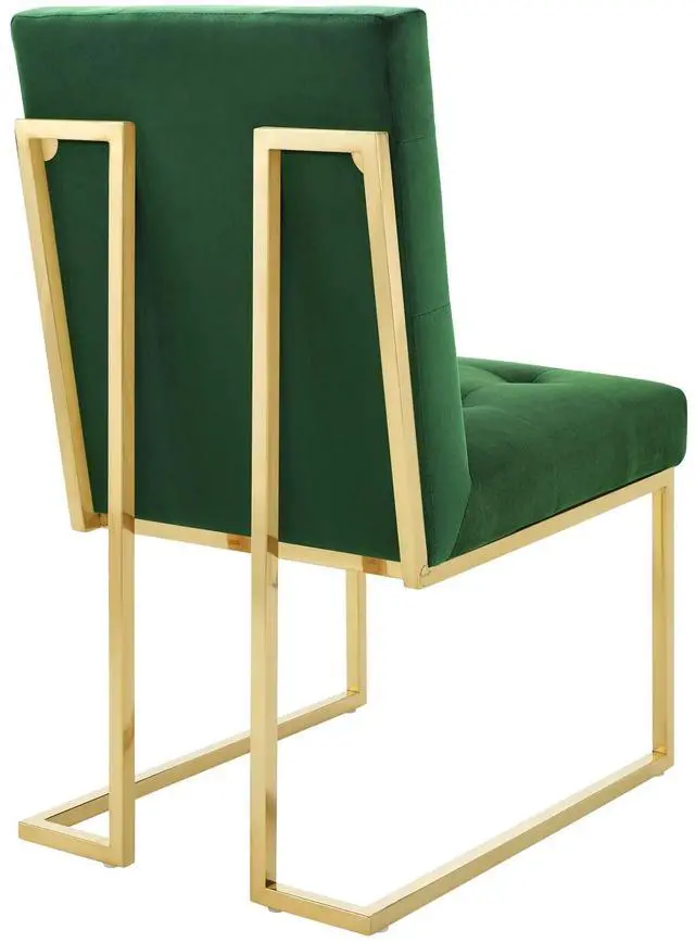 Alt view image 4 of 5 - Privy Gold Stainless Steel Performance Velvet Dining Chair Set of 2 Gold Emerald