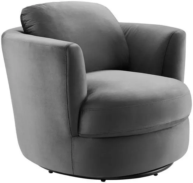 Alt view image 2 of 8 - Pirouette Performance Velvet Swivel Armchair Gray