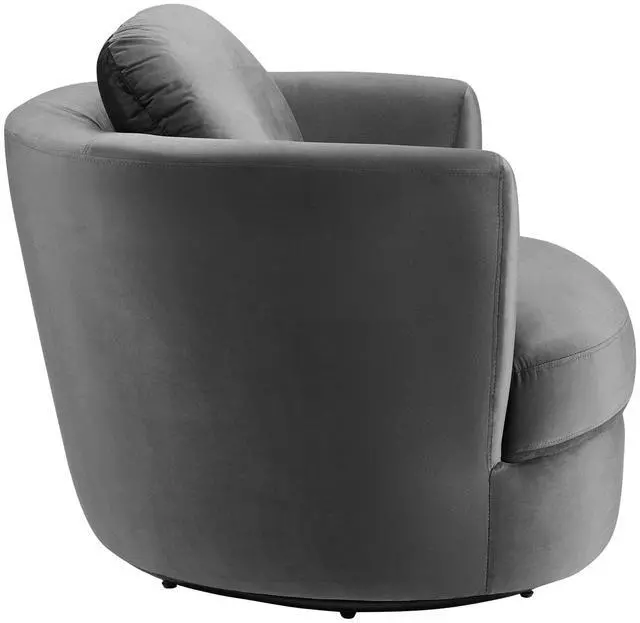 Alt view image 3 of 8 - Pirouette Performance Velvet Swivel Armchair Gray