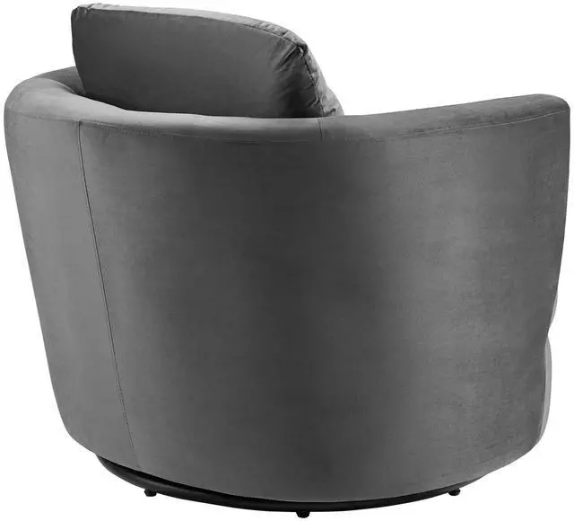 Alt view image 4 of 8 - Pirouette Performance Velvet Swivel Armchair Gray