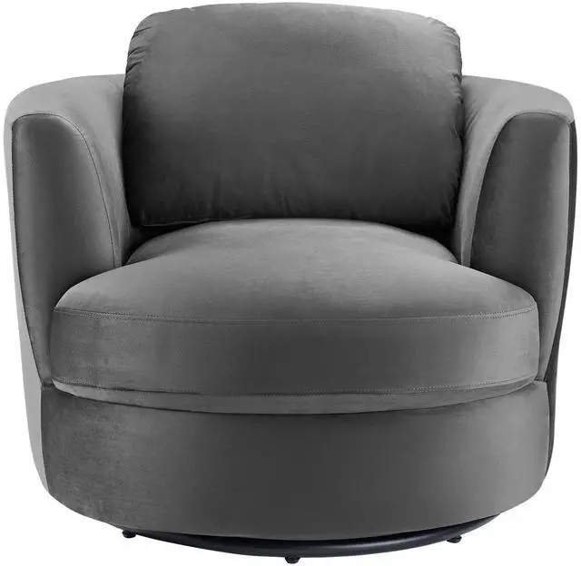 Alt view image 5 of 8 - Pirouette Performance Velvet Swivel Armchair Gray