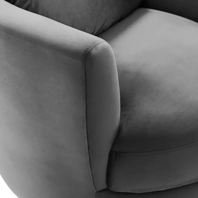 Alt view image 6 of 8 - Pirouette Performance Velvet Swivel Armchair Gray