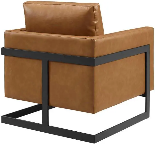 Alt view image 9 of 13 - Posse Vegan Leather Accent Chair Black Tan
