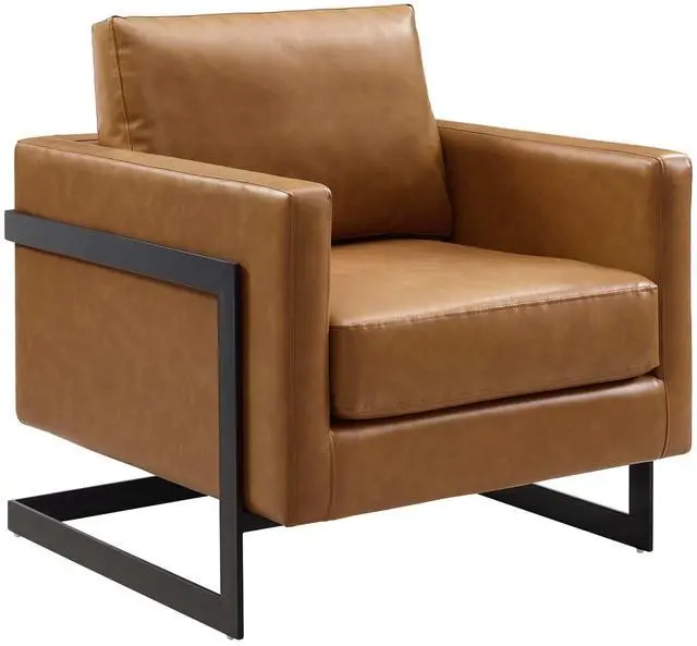 Alt view image 7 of 13 - Posse Vegan Leather Accent Chair Black Tan