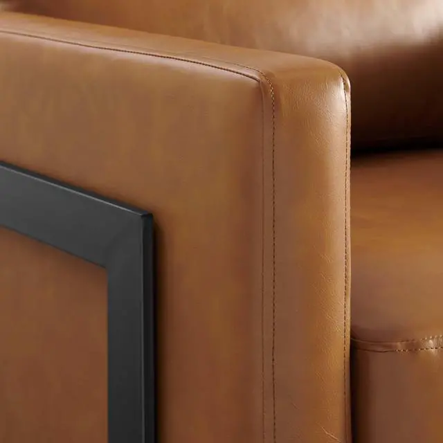 Alt view image 11 of 13 - Posse Vegan Leather Accent Chair Black Tan