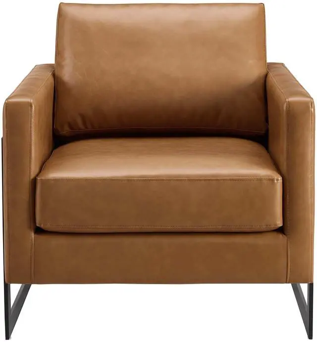 Alt view image 10 of 13 - Posse Vegan Leather Accent Chair Black Tan