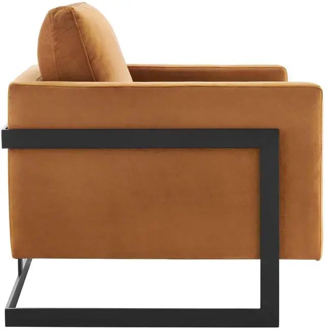 Alt view image 8 of 13 - Posse Performance Velvet Accent Chair Black Cognac