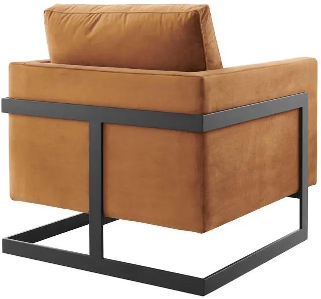 Alt view image 9 of 13 - Posse Performance Velvet Accent Chair Black Cognac