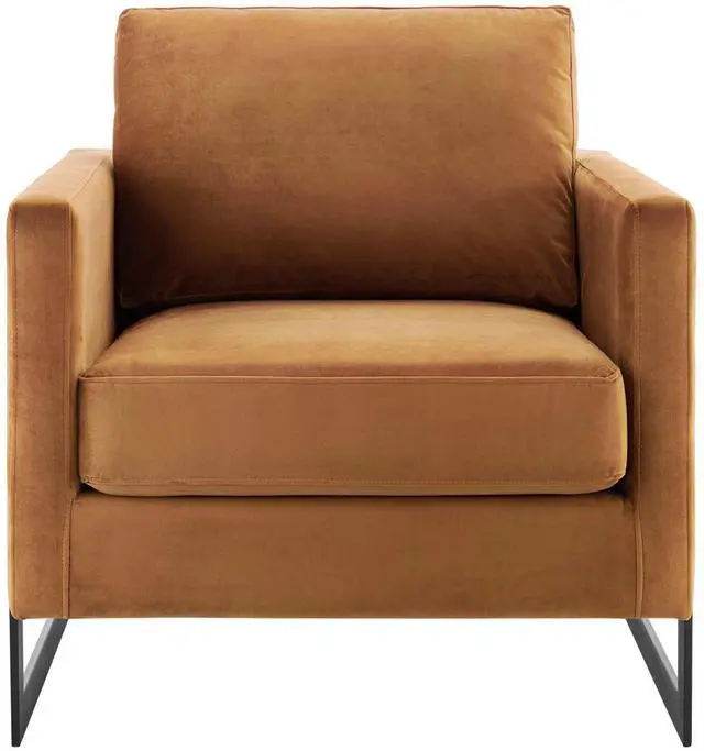 Alt view image 10 of 13 - Posse Performance Velvet Accent Chair Black Cognac