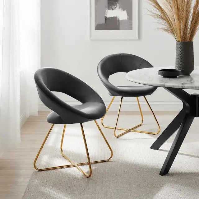 Alt view image 8 of 8 - Nouvelle Performance Velvet Dining Chair Set of 2