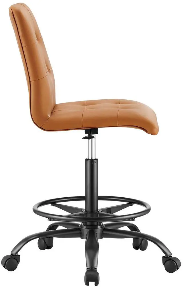 Alt view image 3 of 7 - Prim Armless Vegan Leather Drafting Chair by Modway