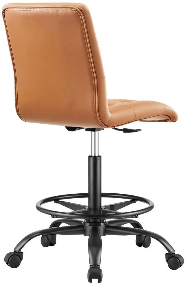Alt view image 4 of 7 - Prim Armless Vegan Leather Drafting Chair by Modway