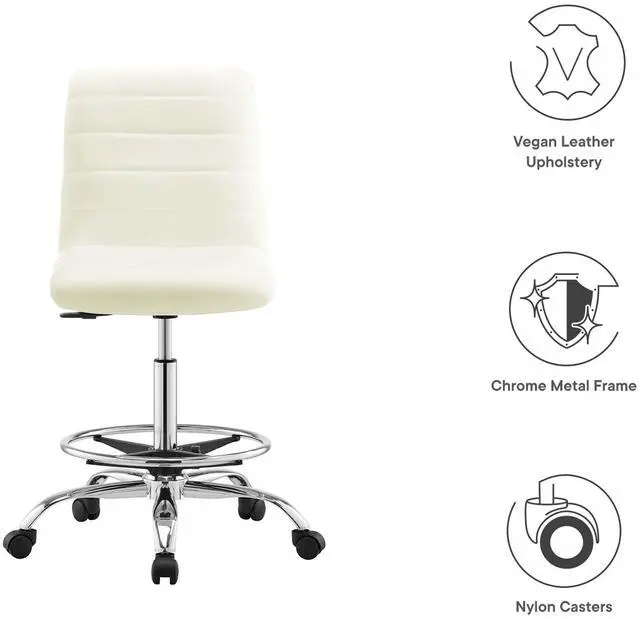 Alt view image 2 of 7 - Ripple Armless Vegan Leather Drafting Chair by Modway