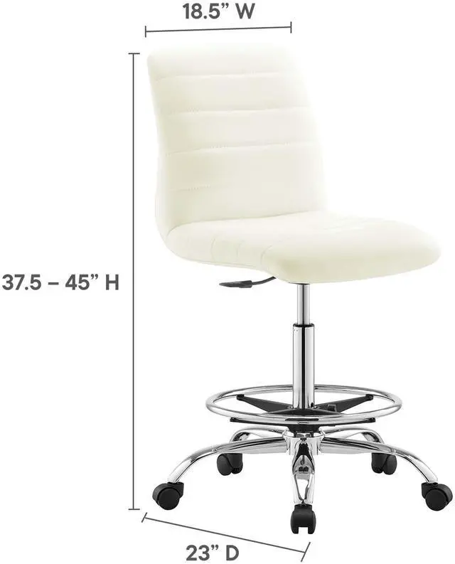 Alt view image 3 of 7 - Ripple Armless Vegan Leather Drafting Chair by Modway