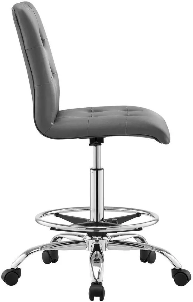 Alt view image 3 of 7 - Prim Armless Vegan Leather Drafting Chair by Modway