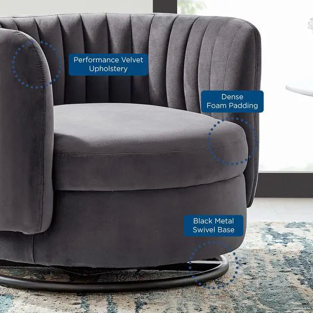 Alt view image 7 of 7 - Embrace Tufted Performance Velvet Swivel Chair by Modway