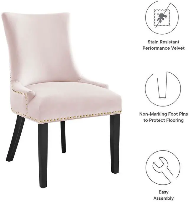 Alt view image 2 of 7 - Marquis Performance Velvet Dining Chairs Set of 2 by Modway