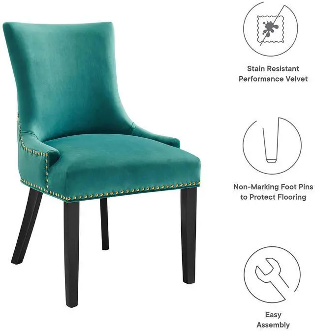 Alt view image 2 of 7 - Marquis Performance Velvet Dining Chairs Set of 2 by Modway