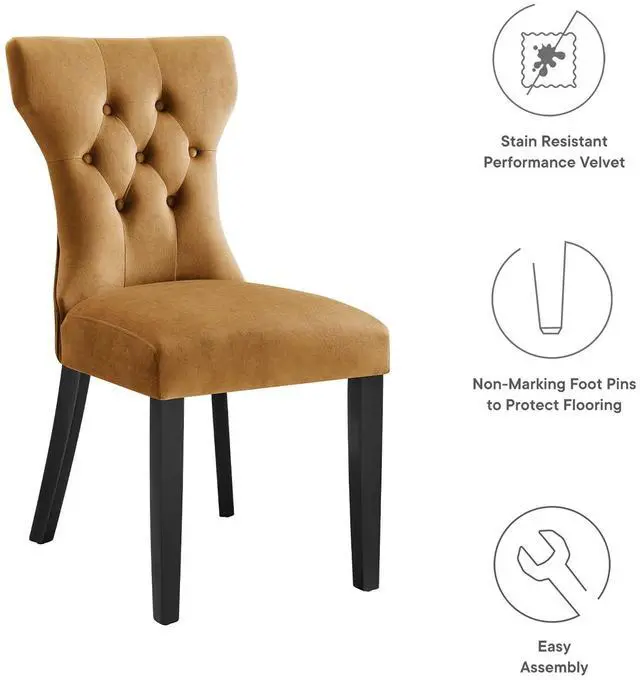 Alt view image 2 of 7 - Silhouette Performance Velvet Dining Chairs Set of 2 by Modway