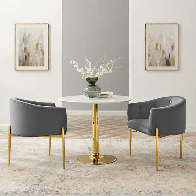 Alt view image 8 of 8 - Savour Tufted Performance Velvet Accent Chairs - Set of 2 Gray