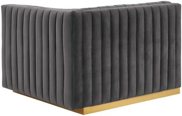 Alt view image 4 of 6 - Conjure Channel Tufted Performance Velvet Right-Arm Chair by Modway