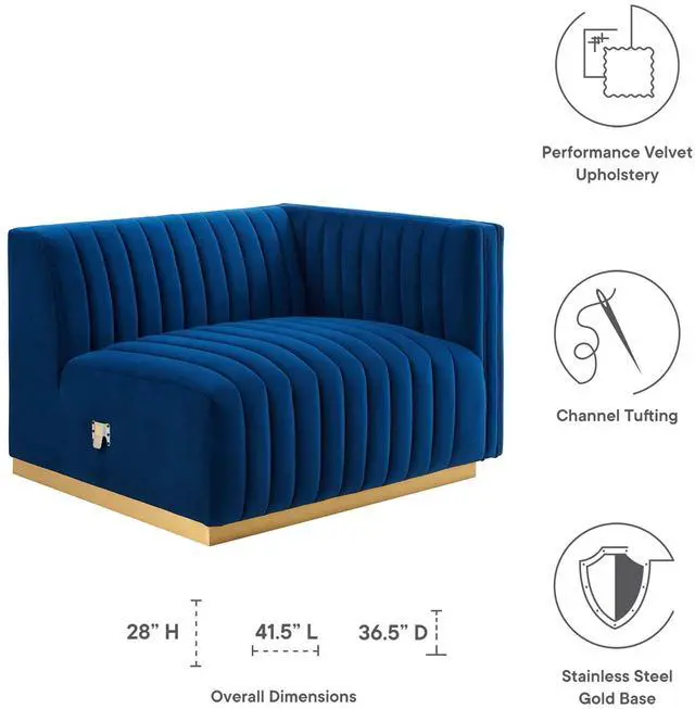 Alt view image 2 of 6 - Conjure Channel Tufted Performance Velvet Right-Arm Chair by Modway