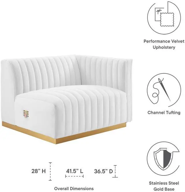 Alt view image 2 of 6 - Conjure Channel Tufted Performance Velvet Right-Arm Chair by Modway