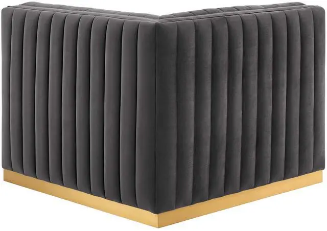 Alt view image 4 of 6 - Conjure Channel Tufted Performance Velvet Right Corner Chair by Modway