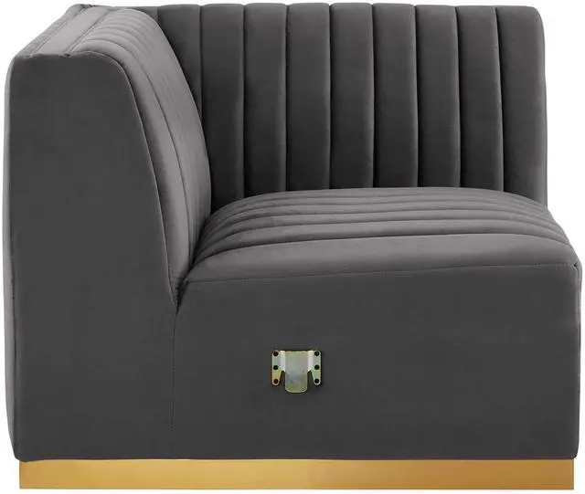 Alt view image 3 of 6 - Conjure Channel Tufted Performance Velvet Right Corner Chair by Modway