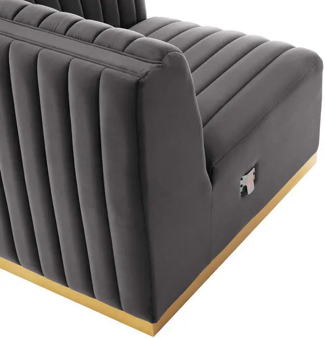 Alt view image 5 of 6 - Conjure Channel Tufted Performance Velvet Right Corner Chair by Modway